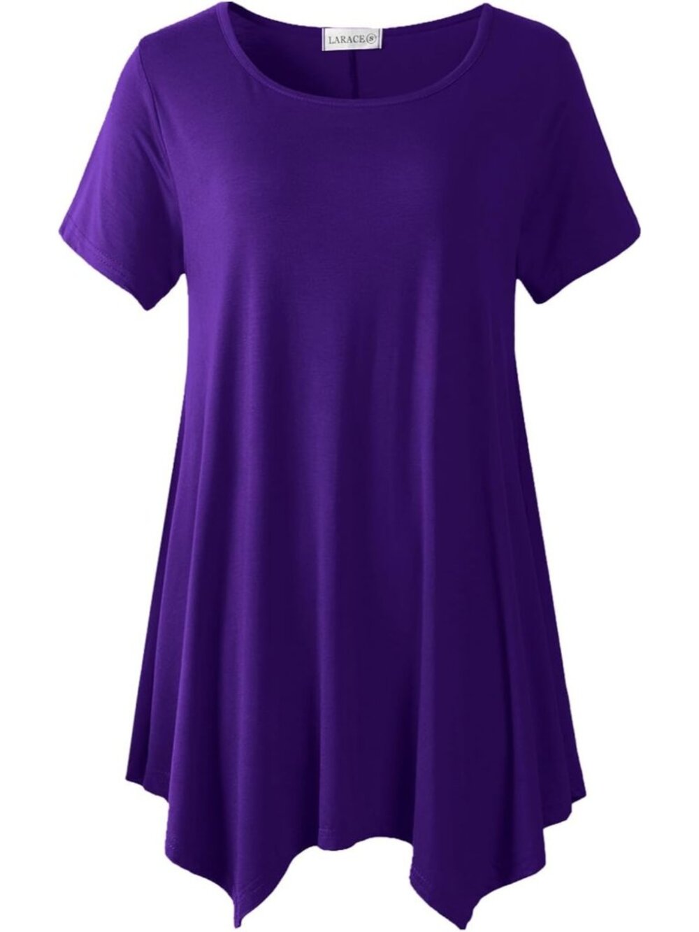 〽️ Women Deep Purple Short Sleeve Asymmetrical Tunic Casual Summer Blouse Top